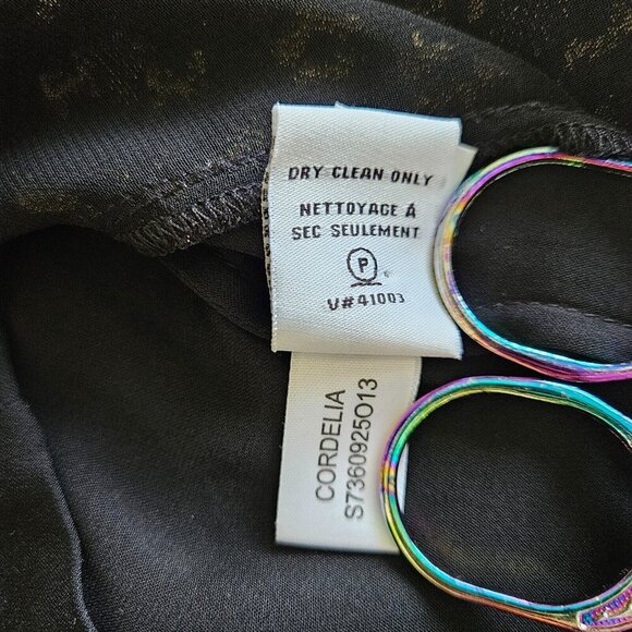 Diane Von Furstenberg Top Womens US 6 Black Gold Lace Silk SS Whimsigoth Boho - Picture 10 of 12